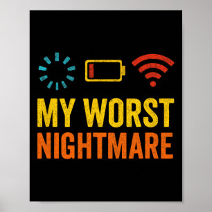 Affiche Ma pire nuit effrayante - Humour de nerd gamer