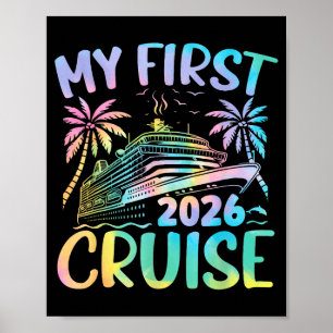 Affiche Ma première croisière 2026 Vacances Tie Dye Famill