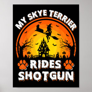 Affiche Ma sorcière de chien Terrier Skye à cheval Hallowe