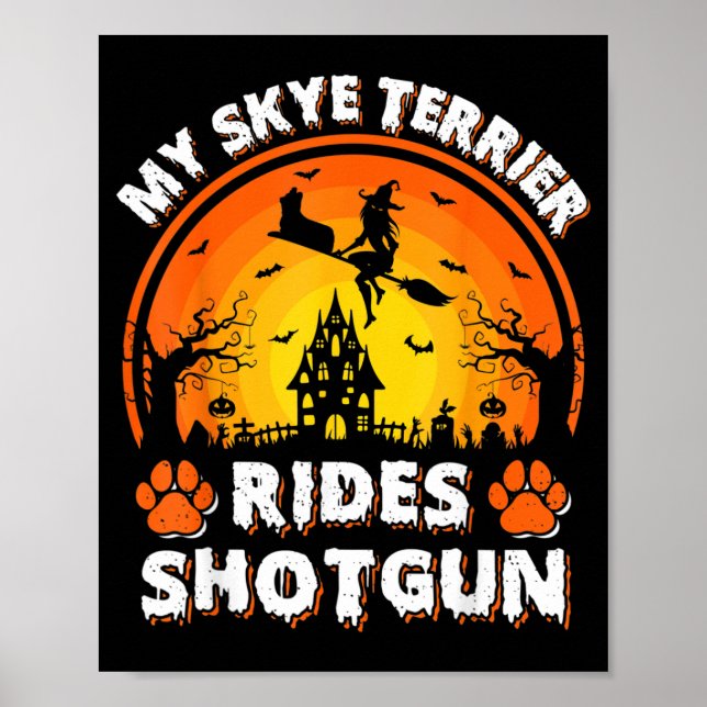Affiche Ma sorcière de chien Terrier Skye à cheval Hallowe (Devant)