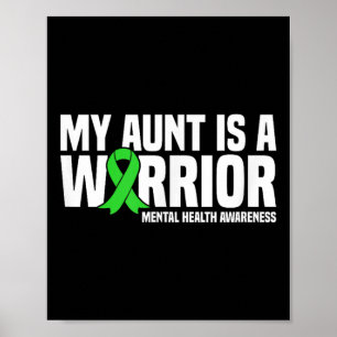 Affiche Ma Tante Est Une Guerrière Vert Ruban Santé Mental