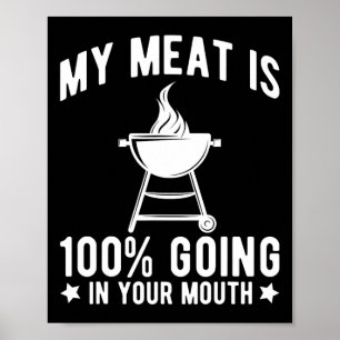 Affiche Ma Viande Est 100% Va Dans Votre Bouche Drôle Bbq 