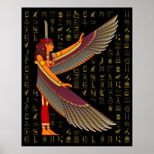 Affiche Ma'at Golden Hiéroglyphes sur l'affiche noire