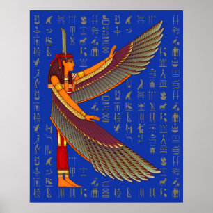 Affiche Ma'at Hiéroglyphes d'or sur l'affiche bleue