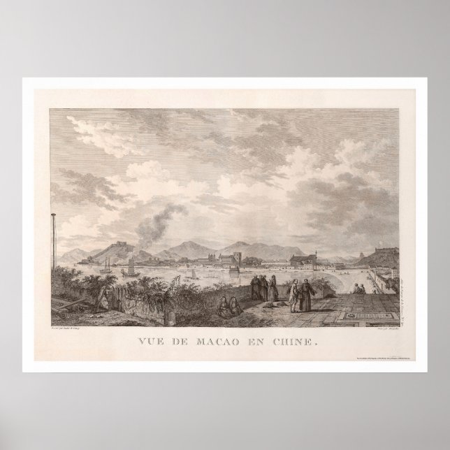 Affiche Macao, Chine Vue panoramique - 1797 (Devant)