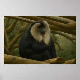 Affiche Macaque à queue de lion dans le sanctuaire foresti