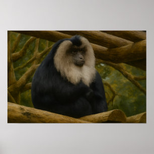 Affiche Macaque à queue de lion dans le sanctuaire foresti
