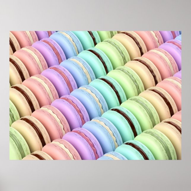 Affiche Macarons français aux couleurs et saveurs différen (Devant)