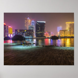 Affiche Macau China skyline panorama at night gift