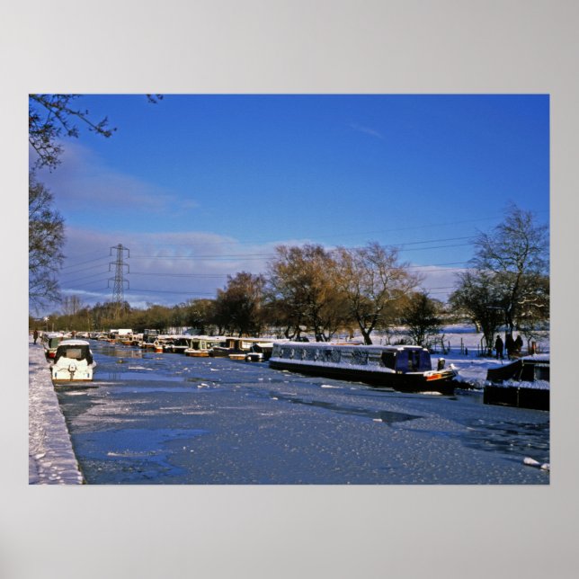 Affiche Macclesfield Canal Hiver Cheshire Carte de vacance (Devant)