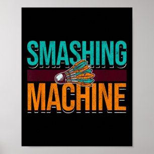 Affiche Machine à casser Navette Retro Birdie Badminton