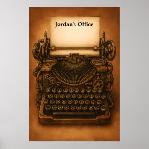 Affiche Machine à écrire Steampunk Rétro Vintage Ère Victo