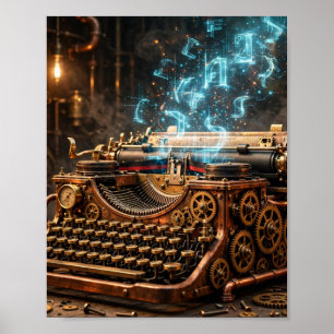 Affiche Machine à écrire vintage AI — Machine à écrire Ste