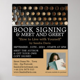 Affiche Machine à écrire vintage, Écrivains Livre Signer A