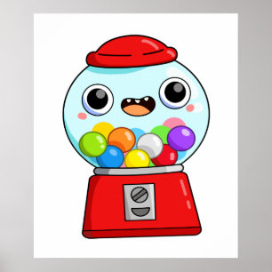 Affiche Machine à gumball Cute Kawaii