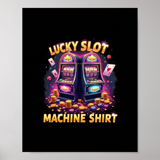 Affiche Machine à sous chanceuse pour les amateurs de jeux (Devant)