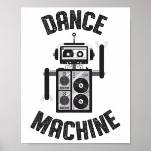 Affiche Machine de danse Robot Vintage Retro 80s
