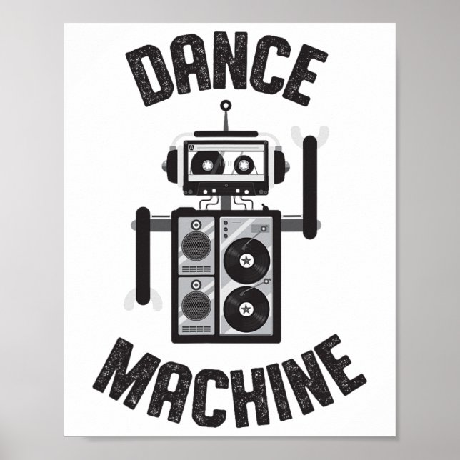Affiche Machine de danse Robot Vintage Retro 80s (Devant)