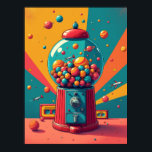 Affiche Machine de gumball spatial rétro : Pop Art<br><div class="desc">Au coeur de cette oeuvre d'art vivante se trouve la machine de Gumball Cosmique, un portail vers un monde où la nostalgie rétro côtoie les merveilles de l'univers. Ce n'est pas n'importe quelle machine de gumball, c'est une sculpture fantastique de Pop Art, réinventée comme un système solaire couleur bonbon. A...</div>