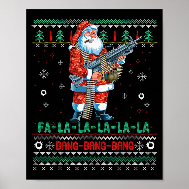 Affiche Machine Santa Claus Gun Lover Ugly Christmas Sweat (Devant)