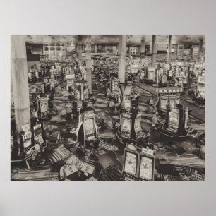 Affiche Machines à sous de casino de Vegas ton sépia