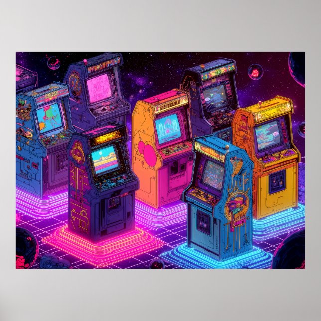Affiche Machines de jeux vidéo rétro (Devant)