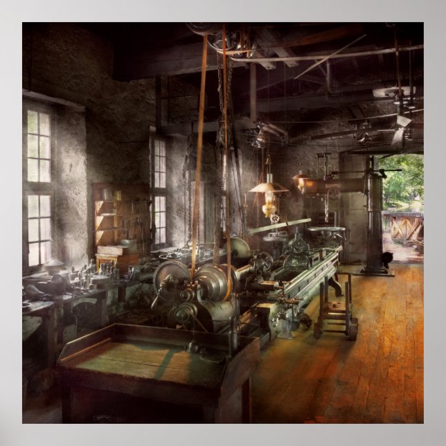 Affiche Machiniste - Lathe - A long lathe (Devant)