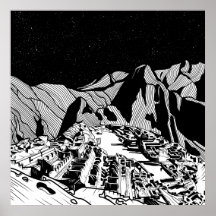 Machu Picchu black and white landscape