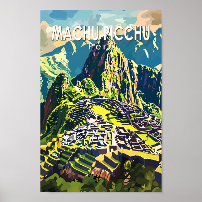 Affiche Machu Picchu Pérou Amérique du Sud Voyage Art Vint (Devant)