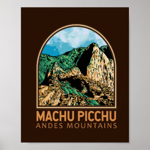 Affiche Machu Picchu Pérou Emblem Vintage