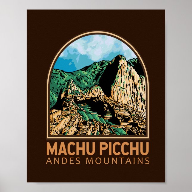 Affiche Machu Picchu Pérou Emblem Vintage (Devant)