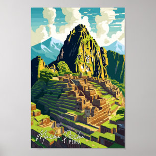 Affiche Machu Picchu Pérou Illustration de voyage artisana