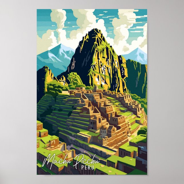 Affiche Machu Picchu Pérou Illustration de voyage artisana (Devant)