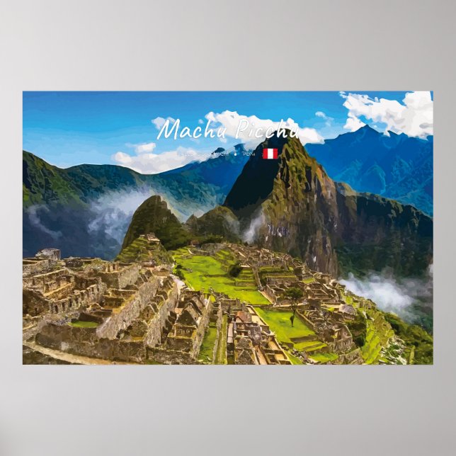 Affiche Machu Picchu, Pérou - Ruines de la citadelle inca (Devant)
