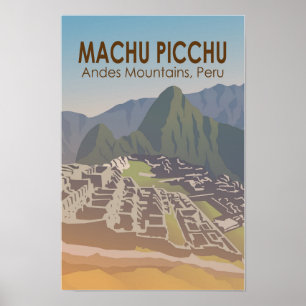 Affiche Machu Picchu Pérou Travel Art Vintage