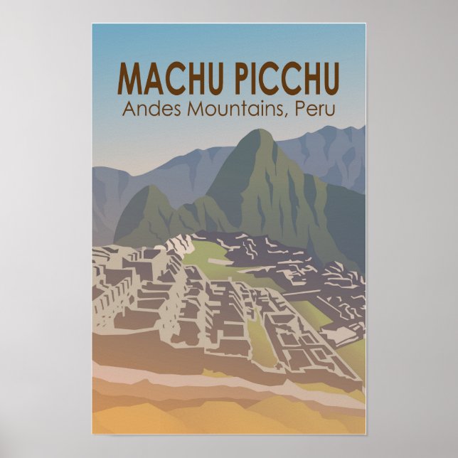 Affiche Machu Picchu Pérou Voyage Art Rétro (Devant)