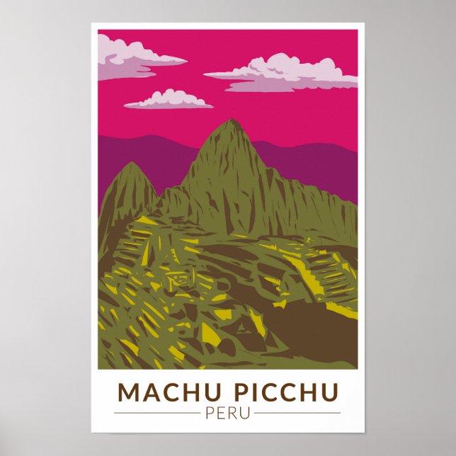Affiche Machu Picchu Pérou Voyage Art Retro (Devant)