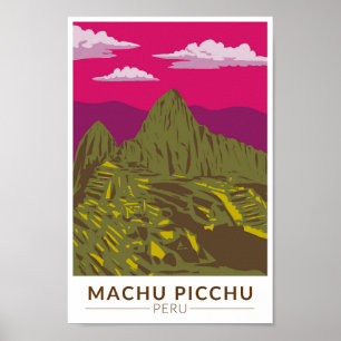 Affiche Machu Picchu Pérou Voyage Art Retro