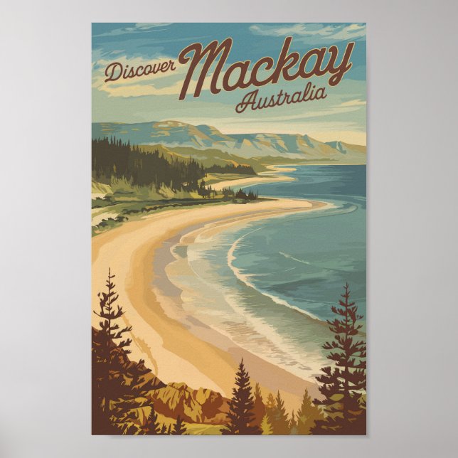 Affiche Mackay Australie Illustration Voyage Art Vintage (Devant)