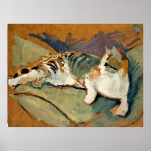 Affiche Macke - Chat sur le Coussin vert