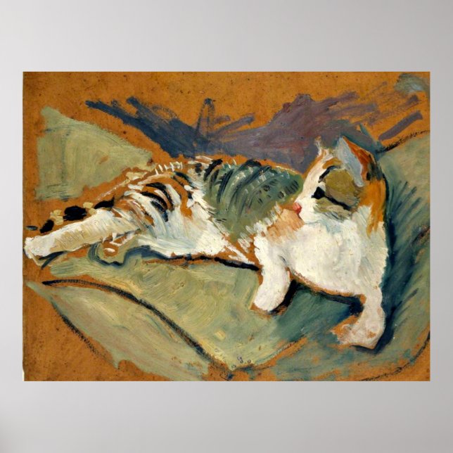 Affiche Macke - Chat sur le Coussin vert (Devant)