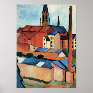 Affiche Macke - St. Mary's avec Maisons et Chimney (Bonn)