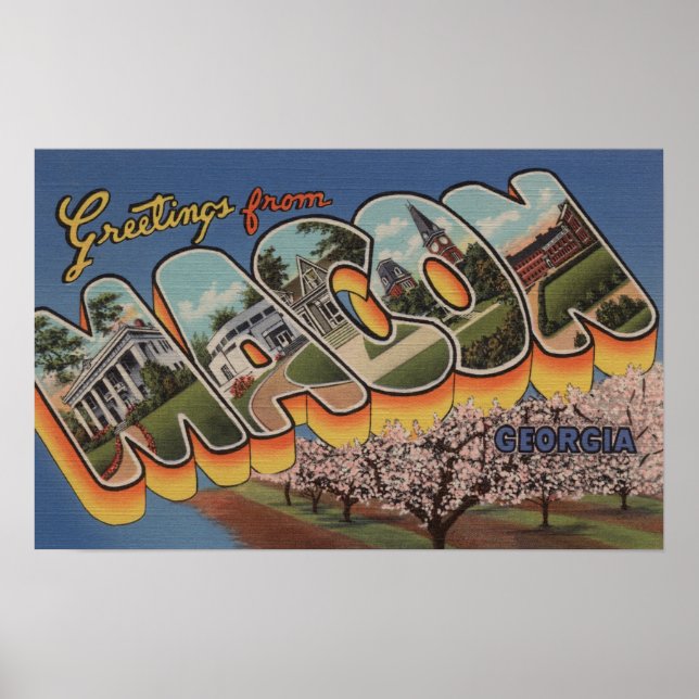 Affiche Macon, GéorgieScènes de grandes lettresMacon, GA (Devant)