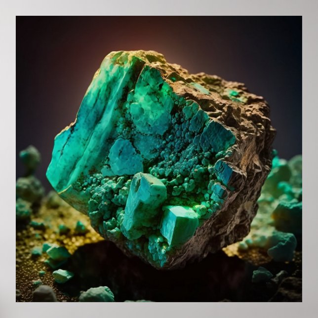 Affiche Macro Chrysoprase, Pierre Verte Vibrante (Devant)