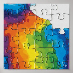 Affiche Macro complexe : Jigsaw Puzzle Interlocking Art