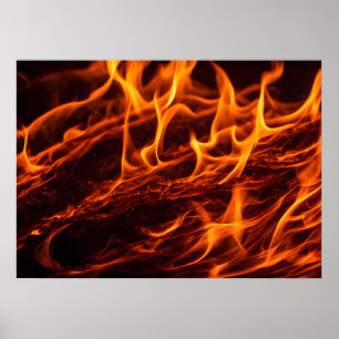 Affiche Macro de flamme de feu dans la cheminée