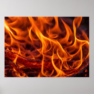 Affiche macro Flamme d'incendie