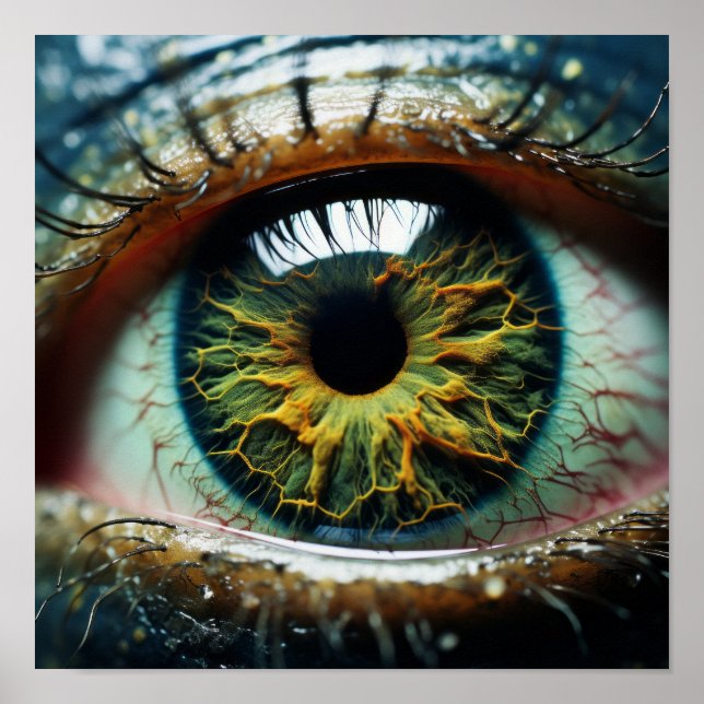 Affiche Macro photo de gros plan des yeux Aliens - Unique  (Devant)