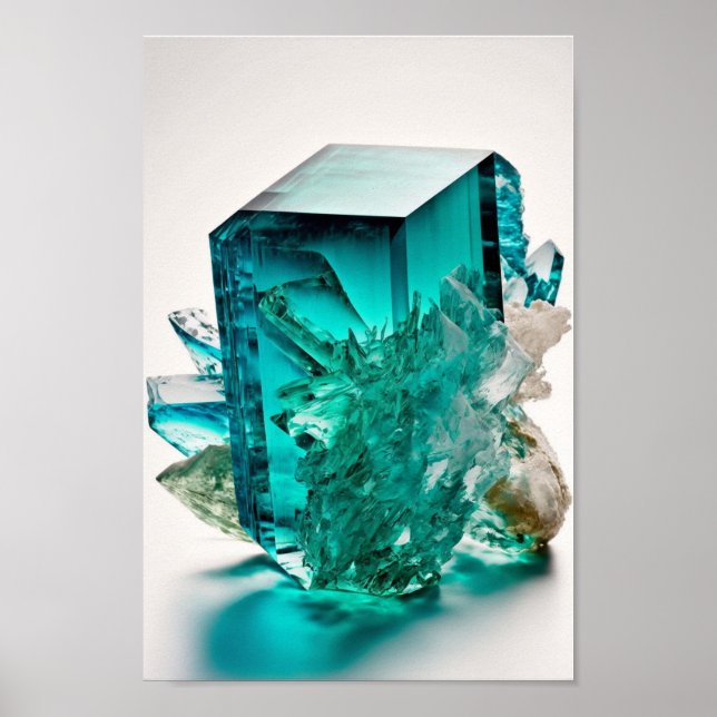 Affiche macro tourmaline bleue fermer la photo de gemstone (Devant)