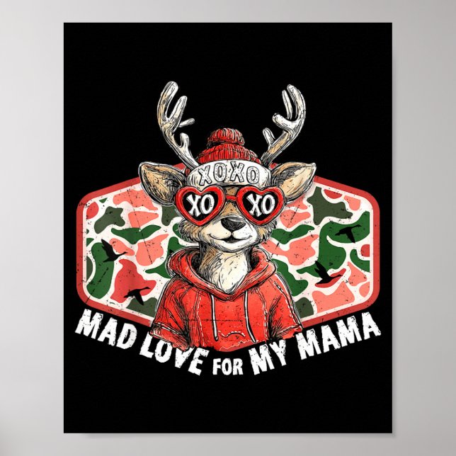 Affiche Mad Retro Love For My Mama Camo Deer Hunting Valen (Devant)